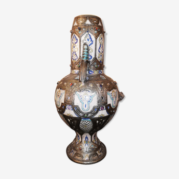 Large potiche vase in cermal and orientalist silver Morocco