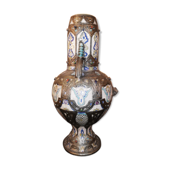 Large potiche vase in cermal and orientalist silver Morocco