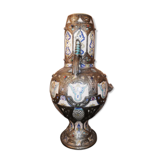 Vase potiche  en ceramique et argent orientaliste Maroc