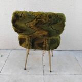 Vintage pelfran green furry chair