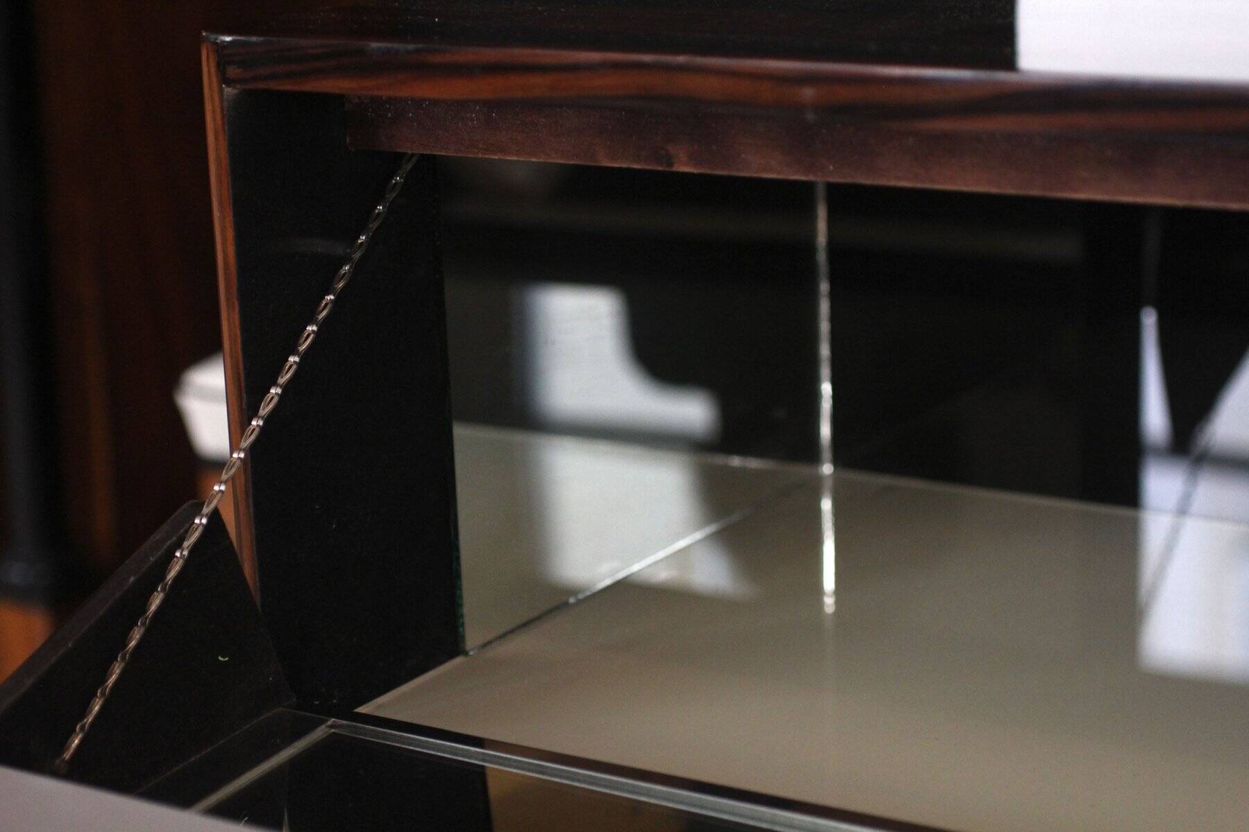 Small Art Deco Bar Cabinet, Macassar Veneer, France, circa 1930