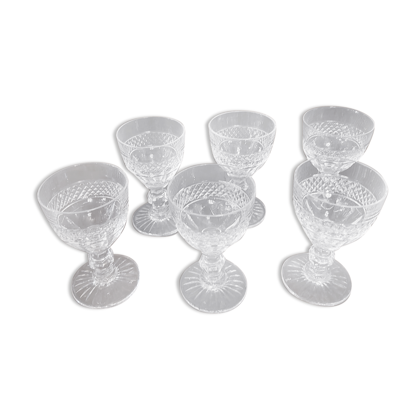 6 glasses in Bordeaux crystal Saint Louis model Trianon h 10.8 cm