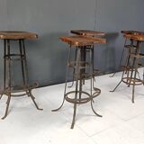 Vintage brutalist bar stools, set of 5 - 1970s
