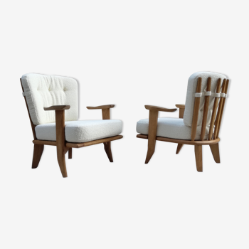 Pair of oak armchairs by Guillerme and Chambron for Your House, 1960