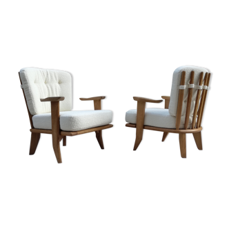 Pair of oak armchairs by Guillerme and Chambron for Your House, 1960