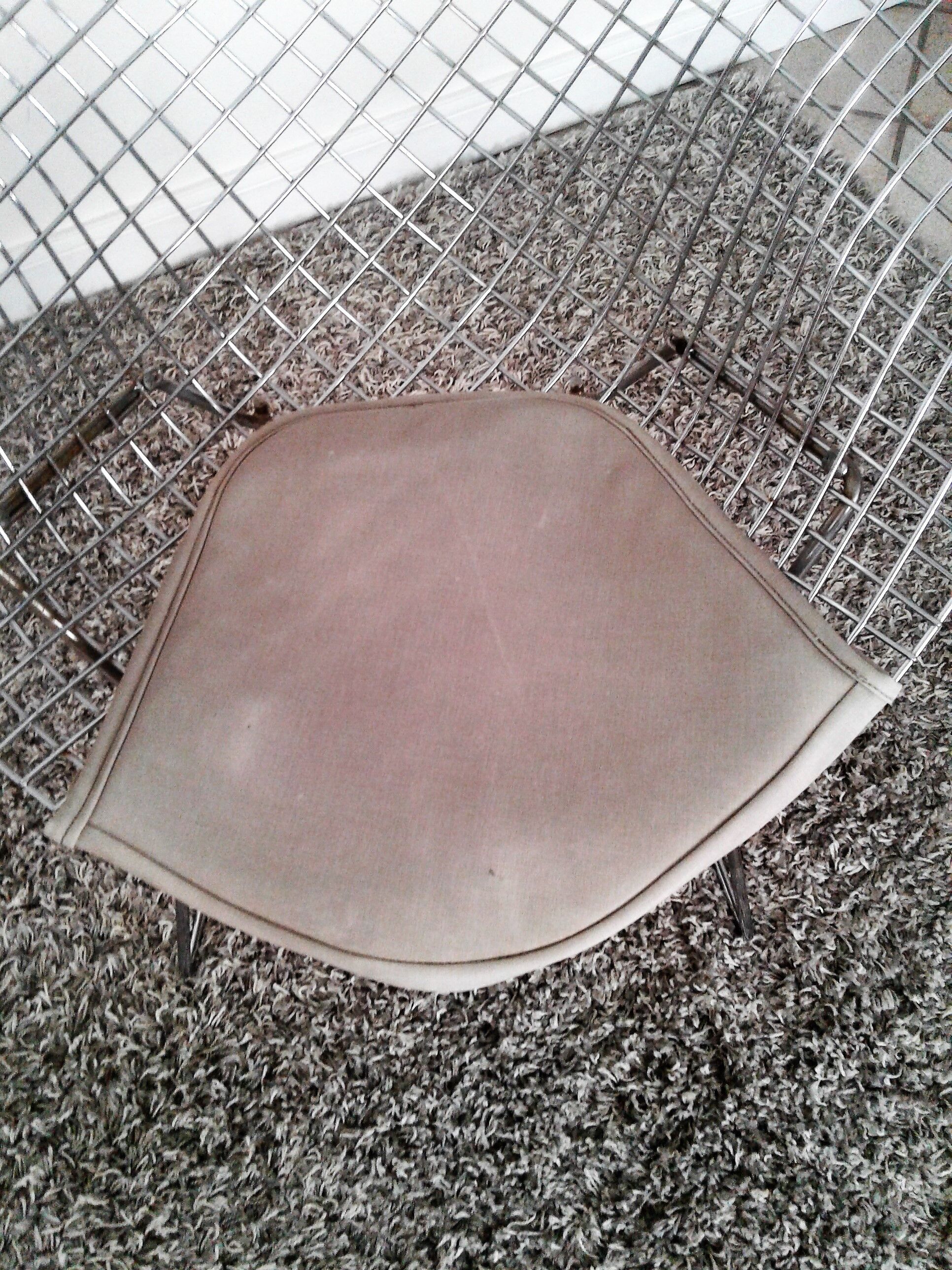 Diamond design chromed metal Chair Harry Bertoia Knoll early 1970s edition