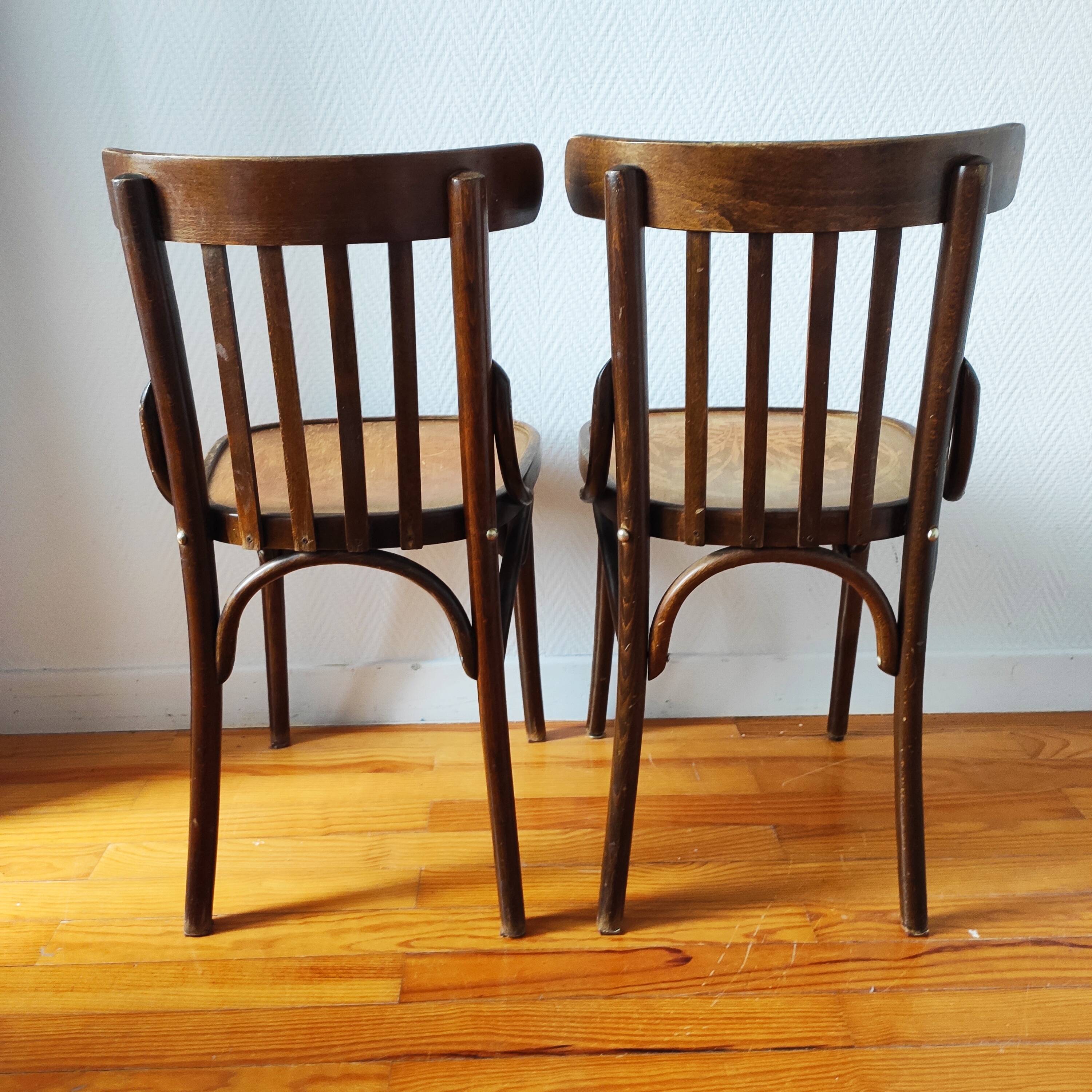 4 mismatched vintage bistro chairs