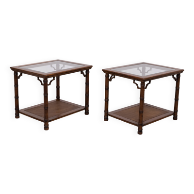 Tables d'appoint ou de canapé en faux bambou Chippendale chinois des années 1970u