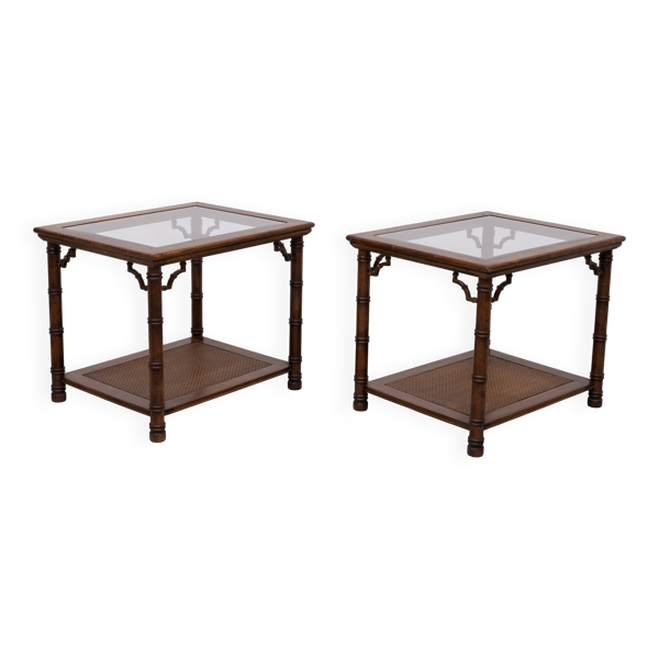 Tables d'appoint ou de canapé en faux bambou Chippendale chinois des années 1970u