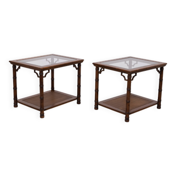 Tables d'appoint ou de canapé en faux bambou Chippendale chinois des années 1970u
