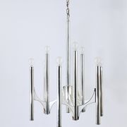 Lustre Milieu du Siècle Gaetano Sciolari Sirius Argenté, Lightolier, Italie
