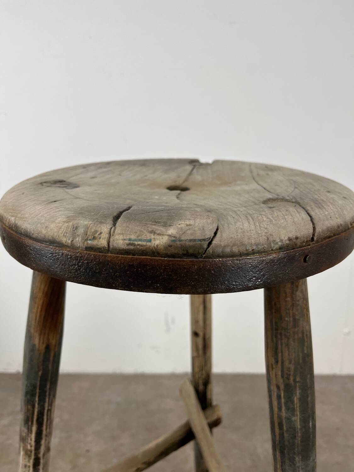 3 primitive stools, folk art