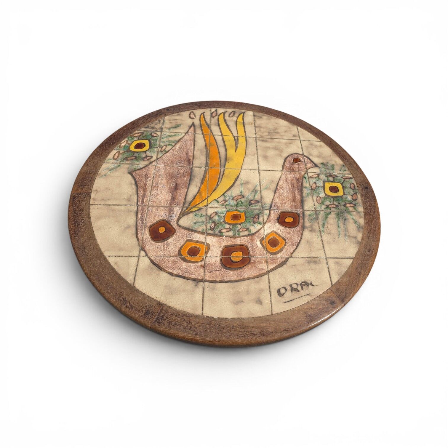 Ceramic coffee table from Vallauris signed DRAC from the 1960s.