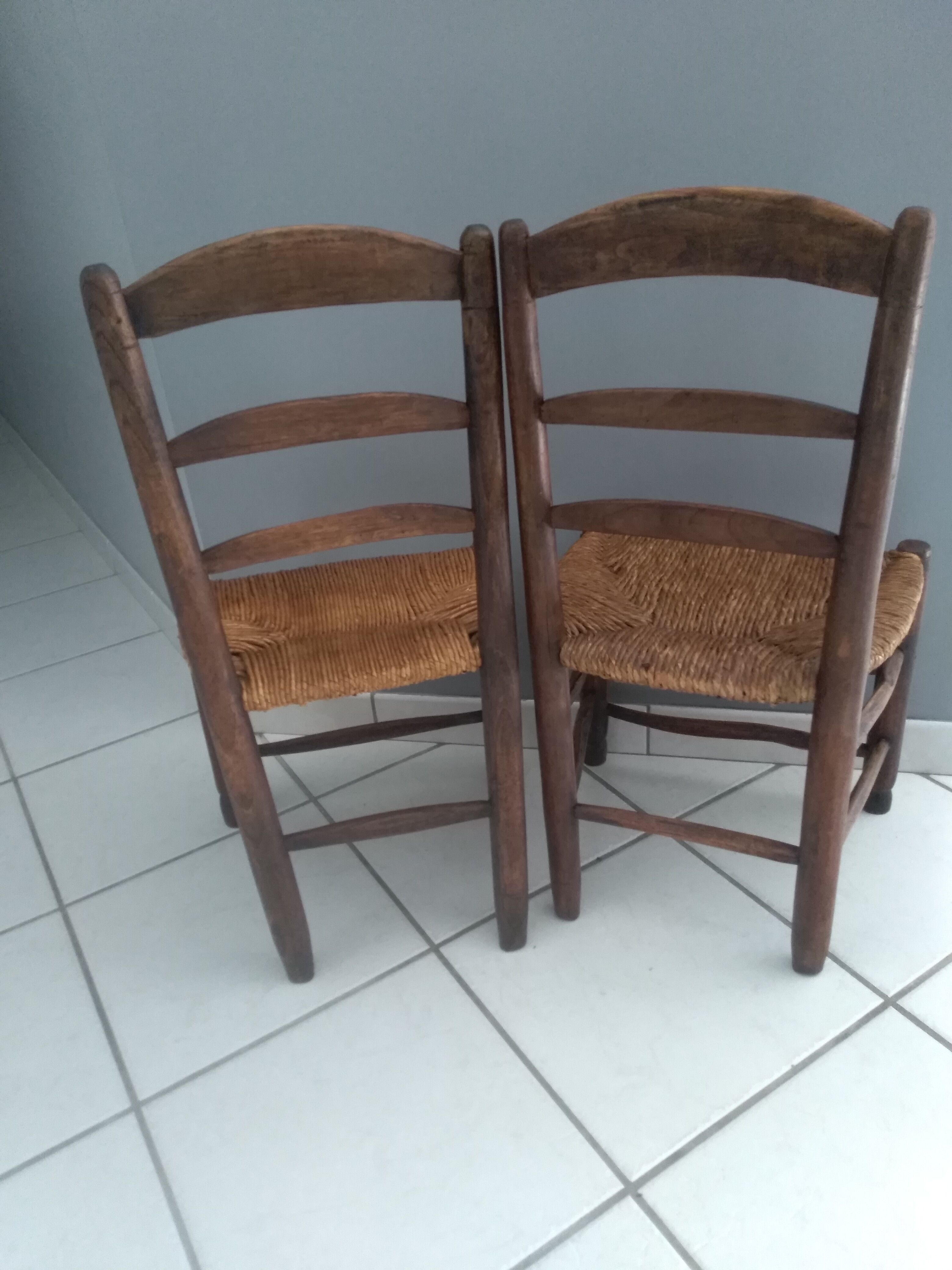 Paire de chaises enfants artisanales 1900