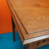 1950s waxed oak drawer table