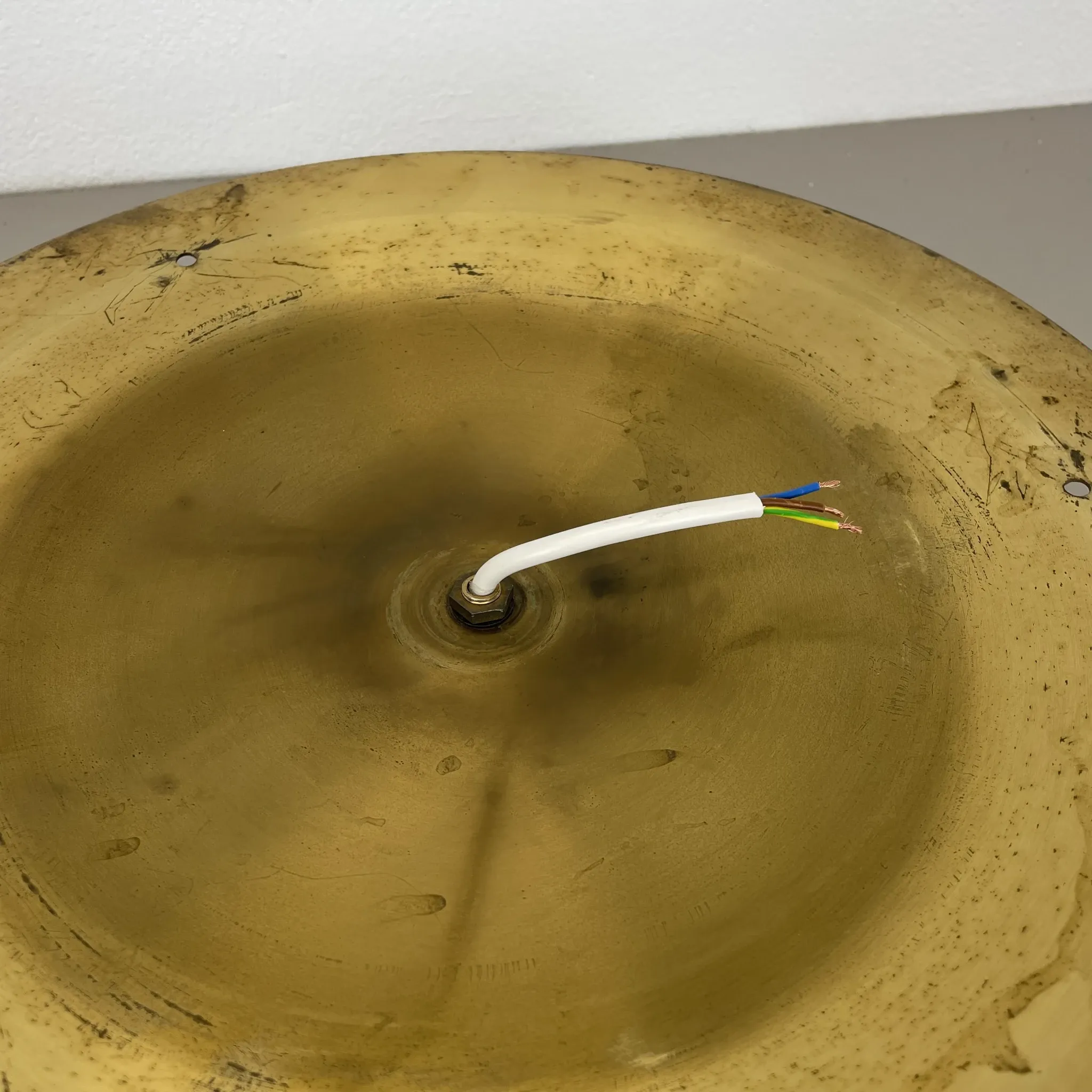 Wall-Ceiling Lamp made of Unique Brass in the Style of Gino Sarfatti, Flush Mount Lighting Italy 1950s
