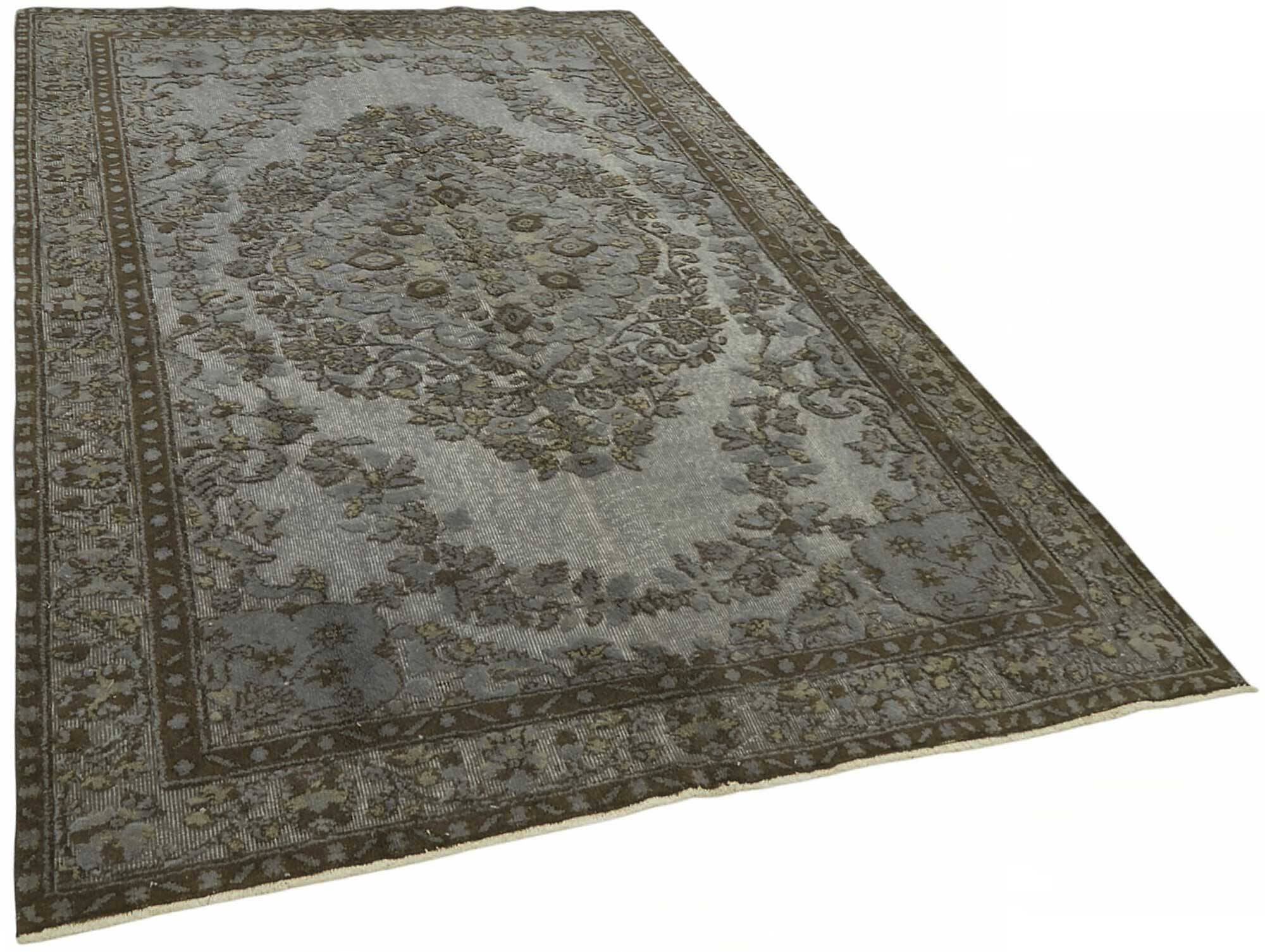 Overdyed Wool Vintage Handmade Carved Rug 172 cm x 287 cm