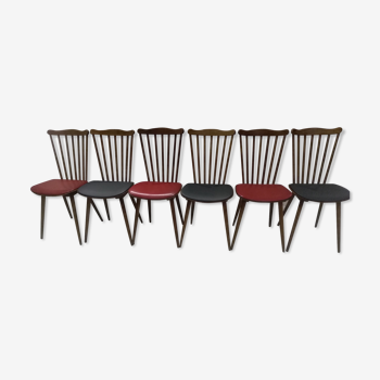 Suite de 6 chaises de Bistrot Baumann modèle Menuet années1970