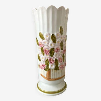 Grand vase vintage motif fleuri