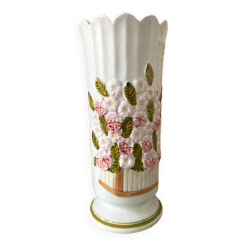 Grand vase vintage motif fleuri