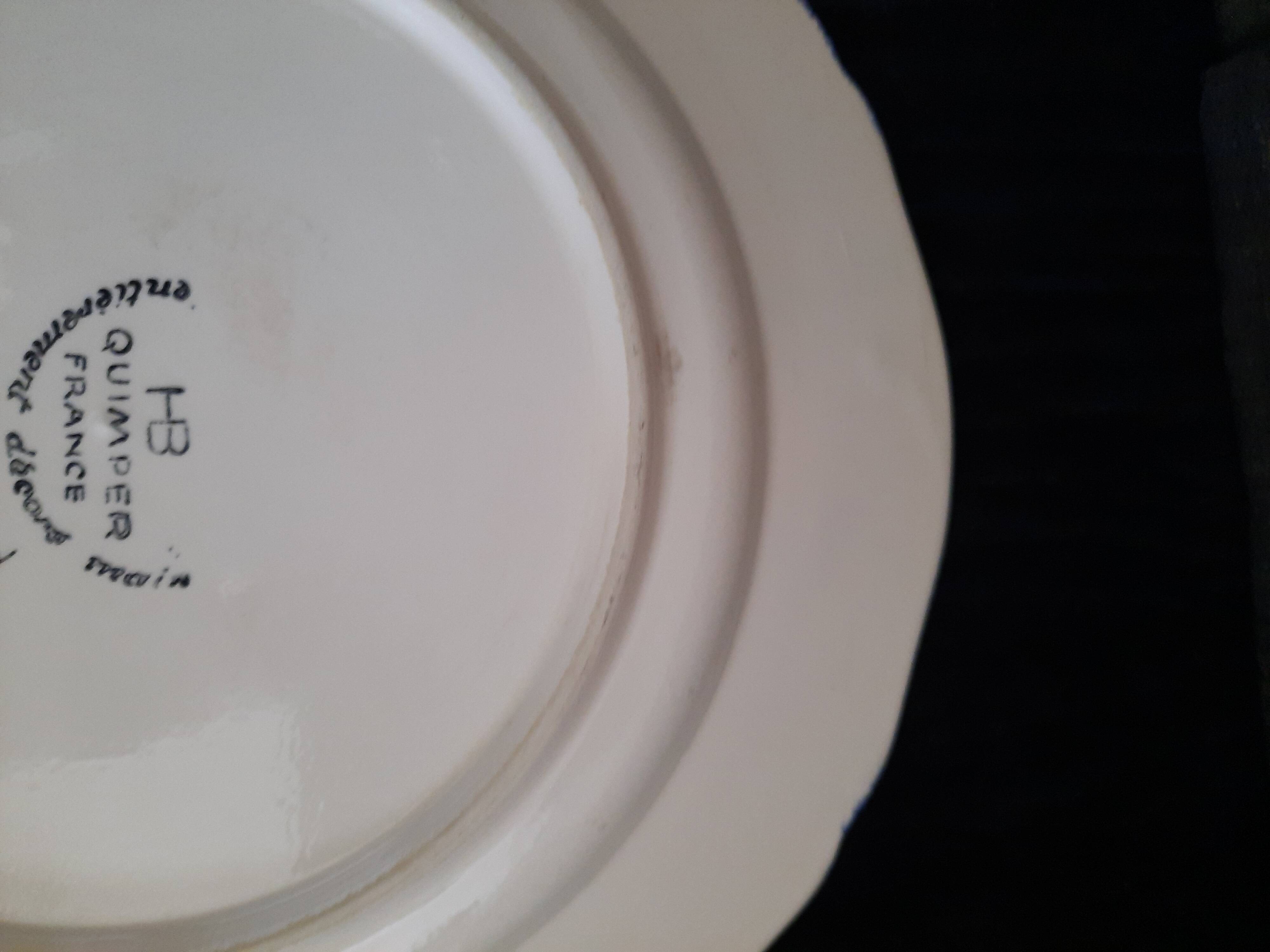 Old HB Quimper Plate Breton Decor Hand Painted