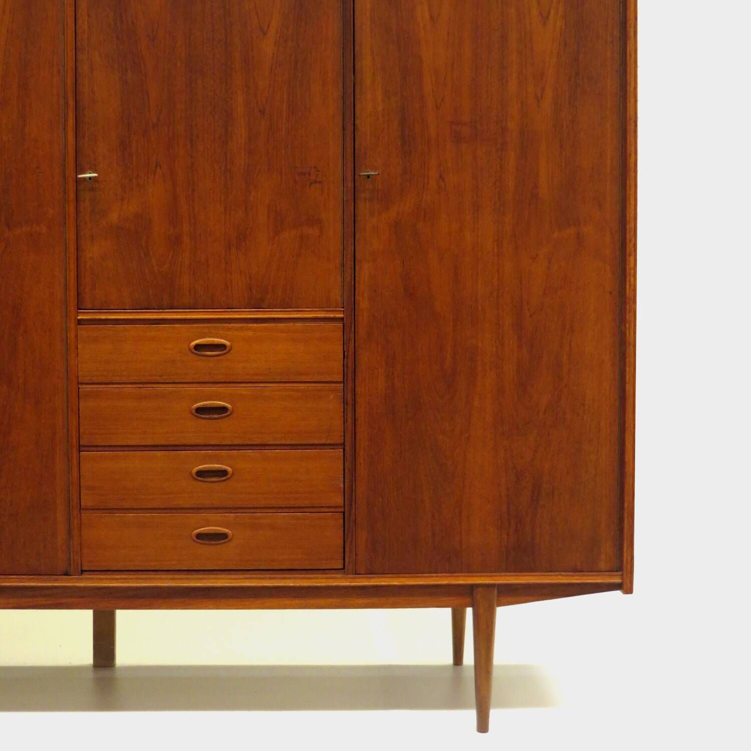 Vintage mid century Scandinavian design 4-door wardrobe in teak, 1960s