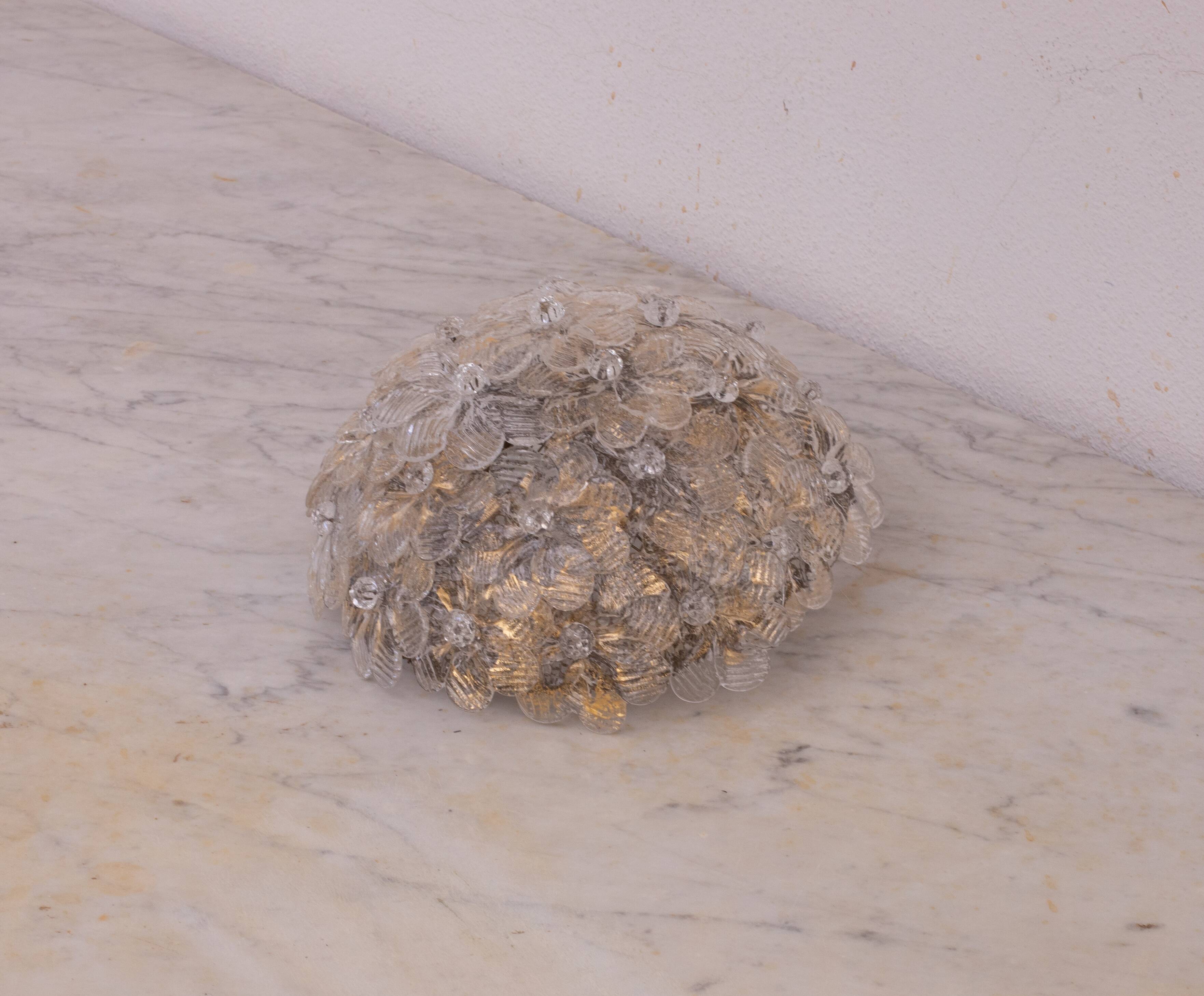 Murano Ceiling Light Flower by Seguso for Venini, Italy, 1960s
