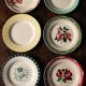 Set of 6 mismatched Art Deco red green yellow dinner plates Digoin