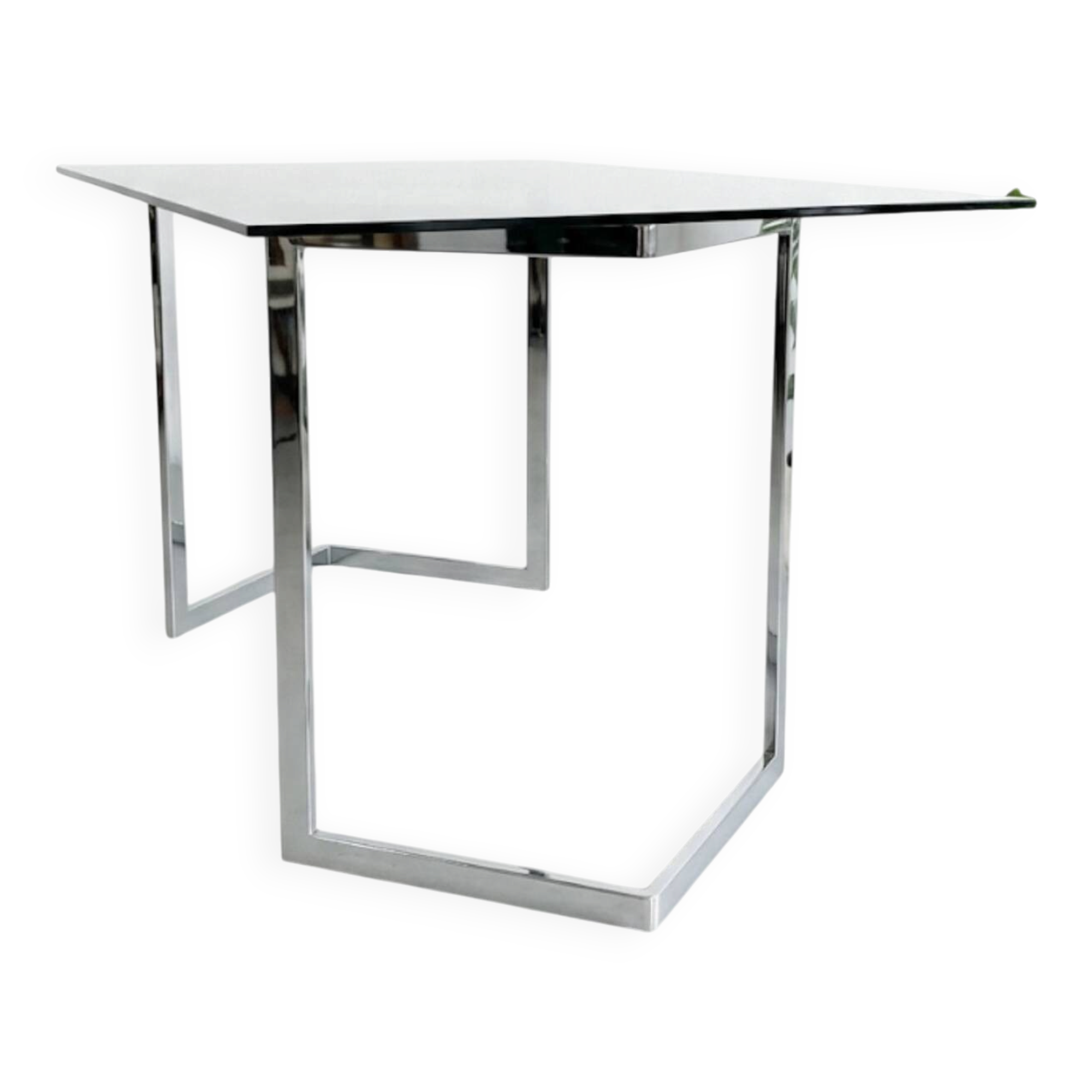 Table, 1970s Italian design, chrome and smoky green.