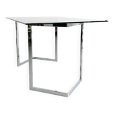 Table, 1970s Italian design, chrome and smoky green.