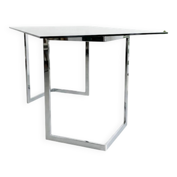Table, 1970s Italian design, chrome and smoky green.