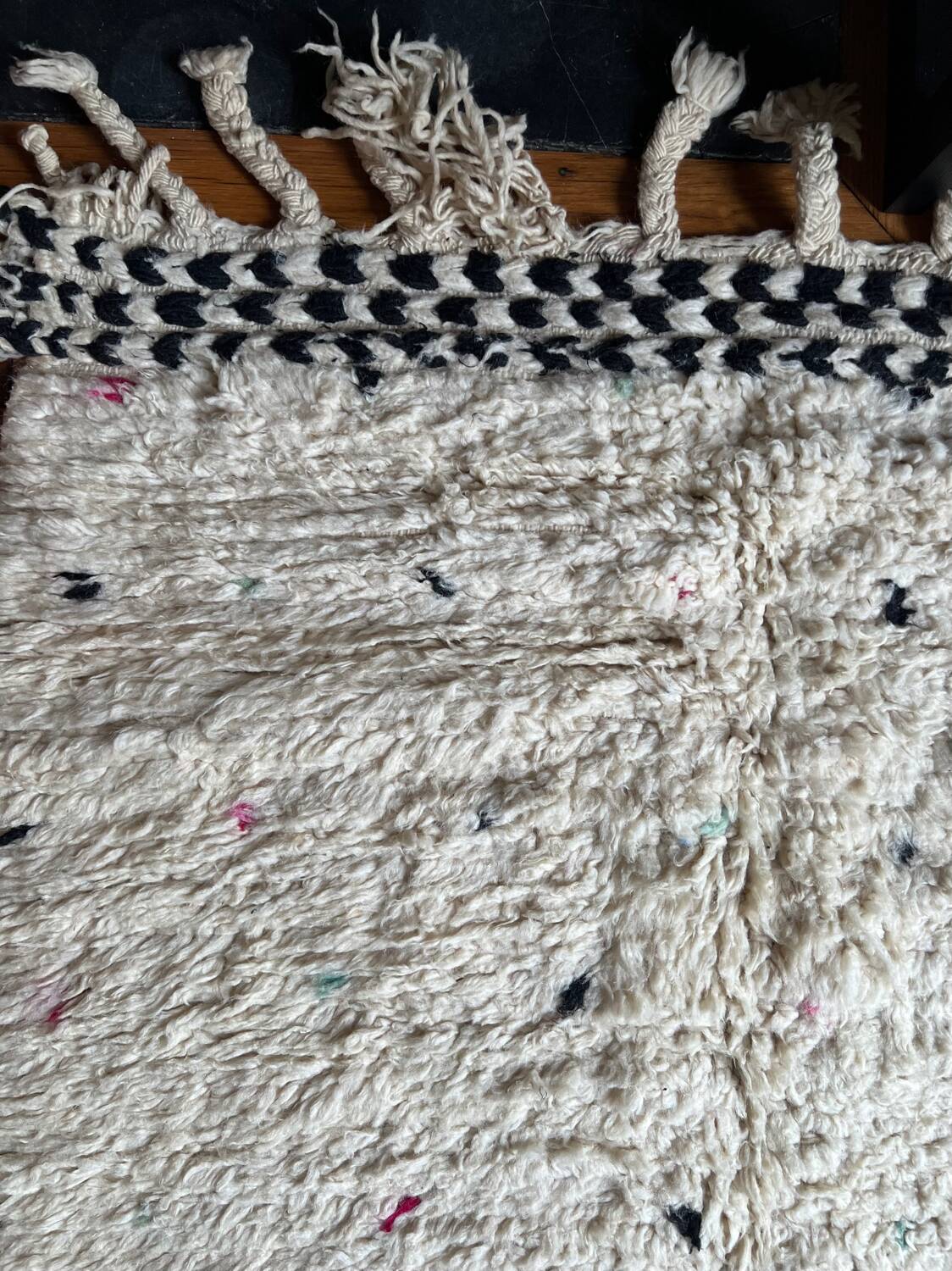 Berber Beni Ouarain handmade rug with colorful polka dots, 100% wool