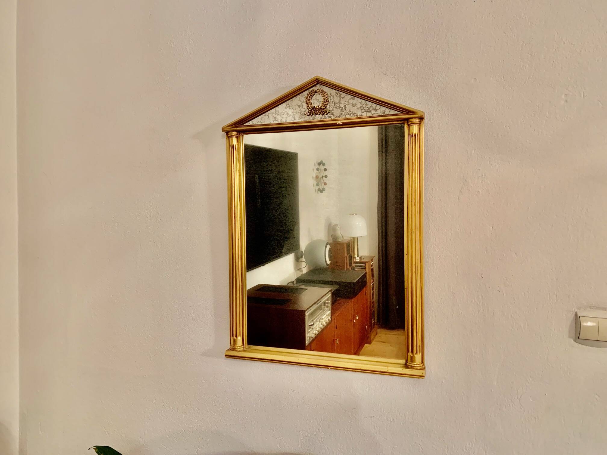 Giltwood carved neoclassical mirror, italy, 1950s.