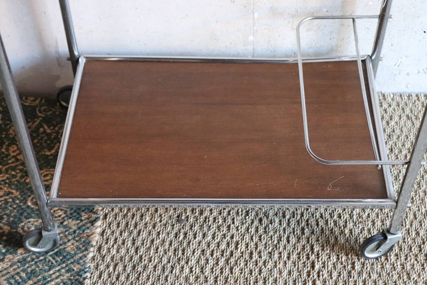 Vintage trolley Wood and chrome 70's