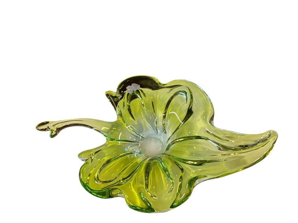 Vintage green Murano glass bowl
