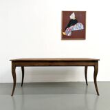 Farm table in solid cherry — Saber legs, Circa 1880