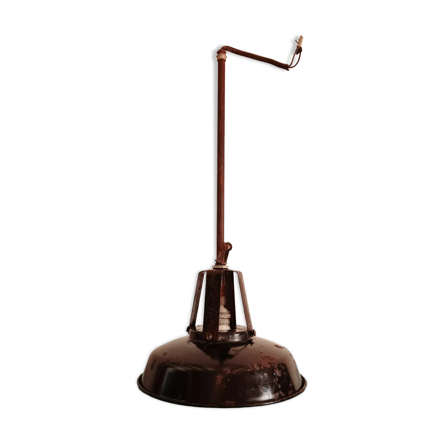 Antique workshop suspension in black metal