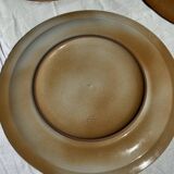 Set of 4 vintage stoneware plates, including 2 with floral motifs