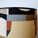 Large glazed pottery lamp and custom lampshade