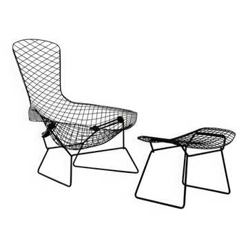 "Bird" armchair and ottoman by Harry Bertoia for Knoll, 1960s