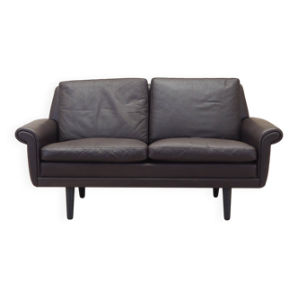 Canapé en cuir marron, design danois, années 60, designer : Aage Christiansen, manu