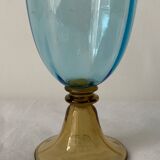 5 glasses in amber and blue crystal George Sand diabolos 19th century