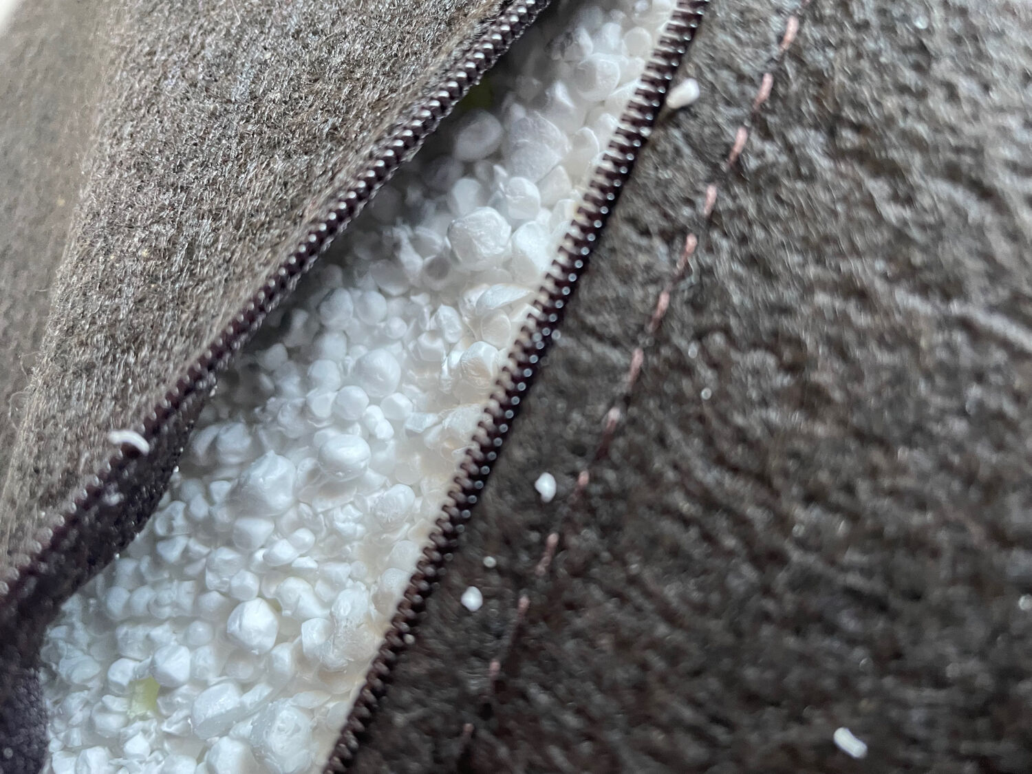 Beige patchwork leather pouf from Sède