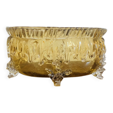 Grande coupe vintage en verre ambré