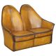 Modern Art leather sofa, restored, two-seater