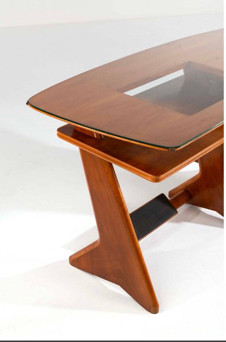 Desk in Wood and Glass attributed to Melchiorre Bega, Italy, 1950s