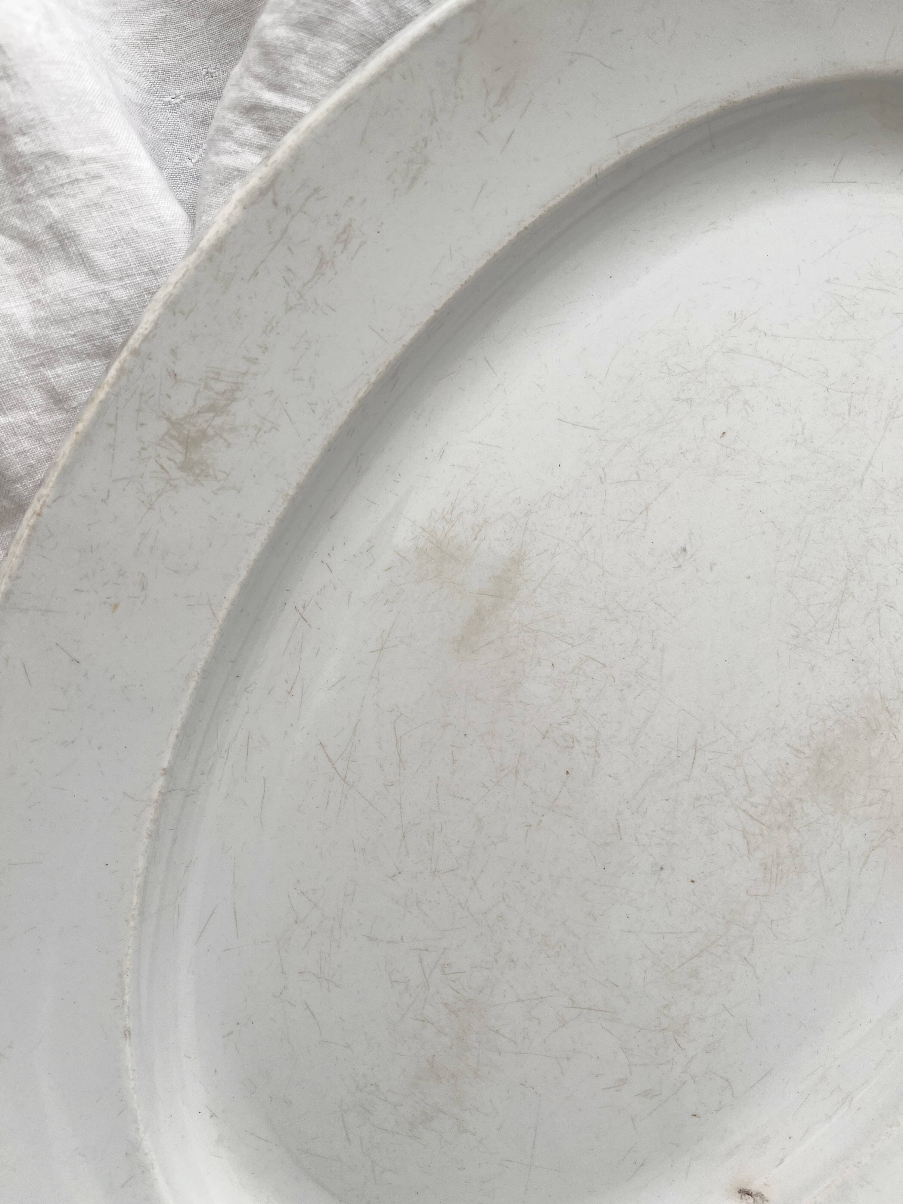 White oval ironstone dish from Creil and Montereau, late 19th century