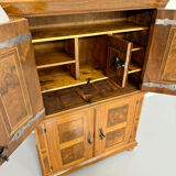 Antique 19th century Biedermeier art deco chest of drawers in walnut with wrought iron locks