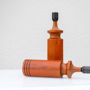 Large mid-century modern Danish teak table lamps, set of 2