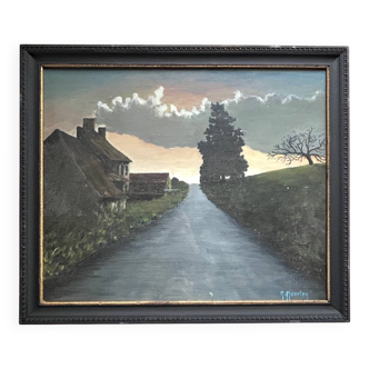 Chaumière de Flandre, Huile Sur Carton, G.Maerten XXe